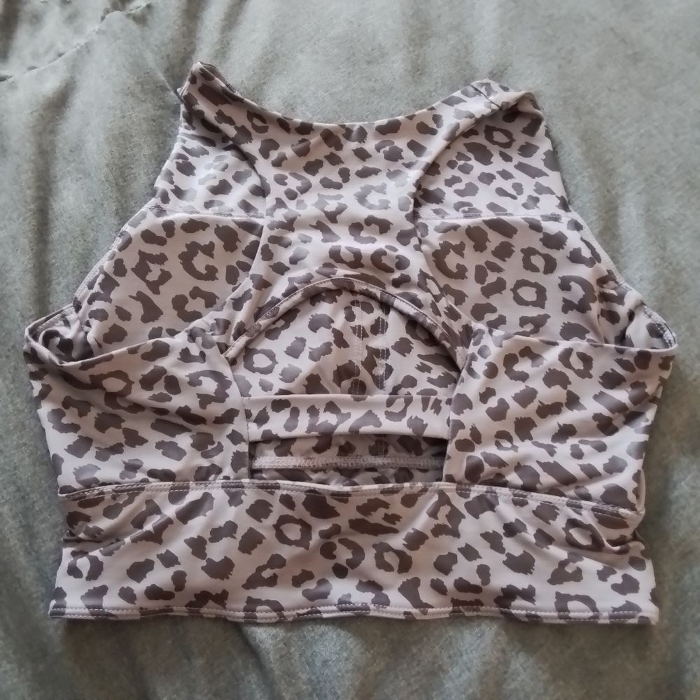 Rae Mode Los Angeles Athletic Bra Top Purple Leopard Print - M - Picture 4 of 5